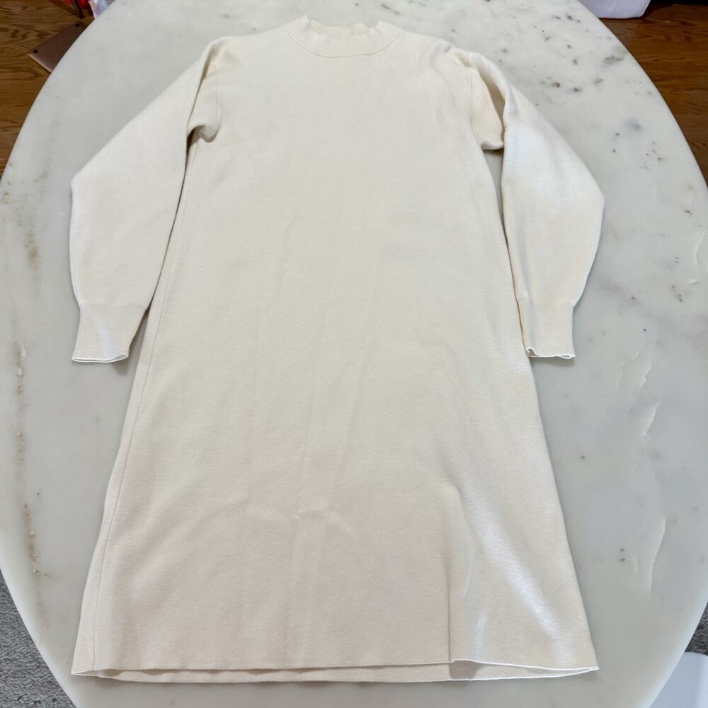 Uniqlo Women’s S Sweater Dress Cream White Long-Sleeve Quiet Luxury Midi Minimal